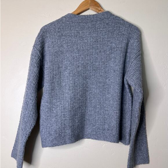 Max Studio Grey Textured Button-Up Sweater Cardigan Medium. Good - Picture 6 of 6